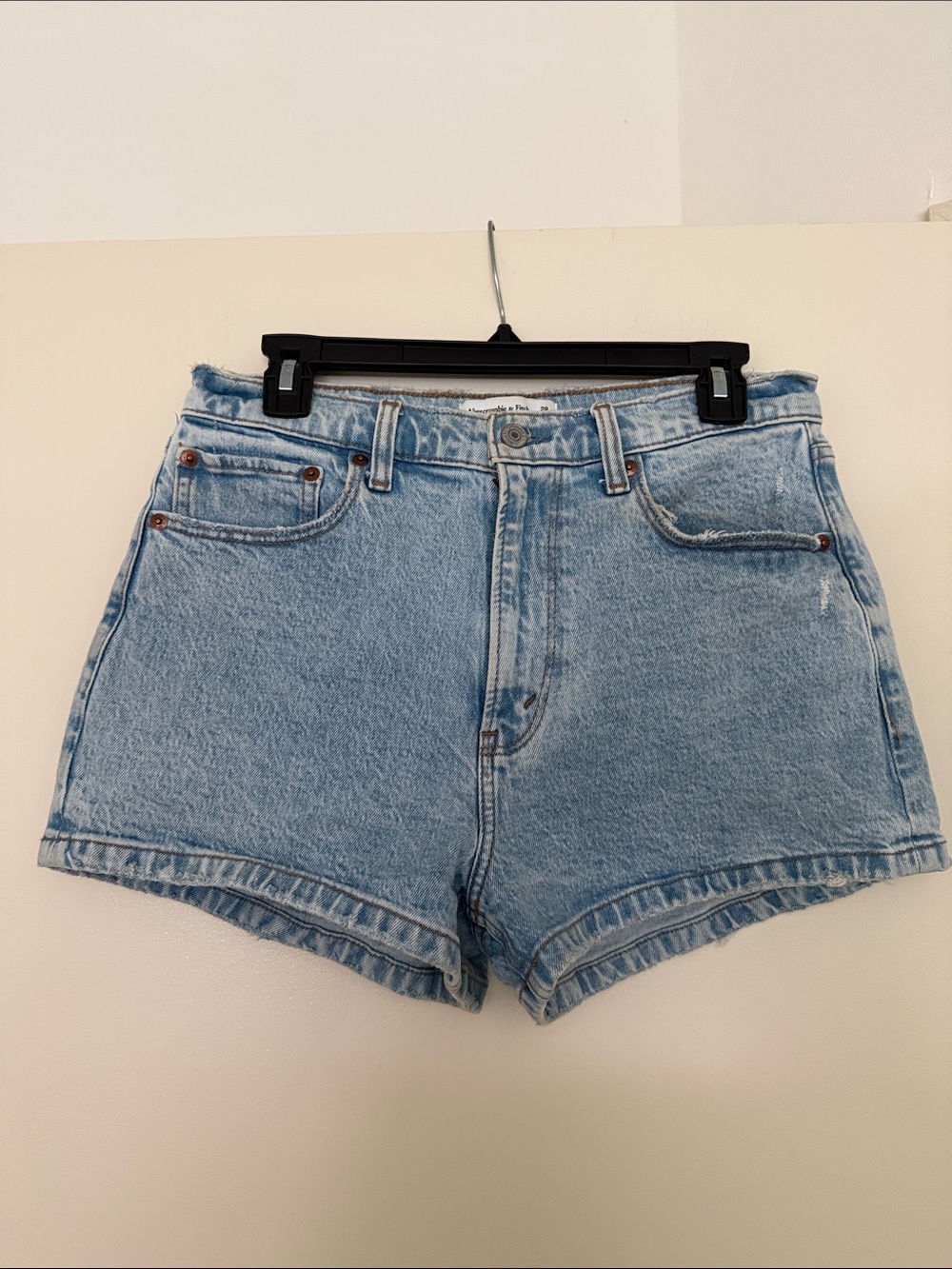 Abercrombie & Fitch Light Blue High-Rise Mom Shorts